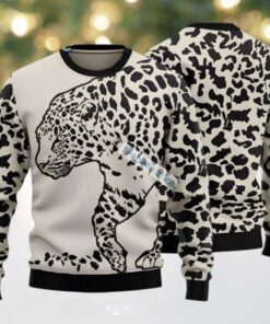 Leopard Pattern Ugly Christmas Sweater White Family