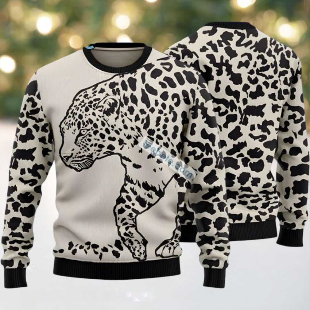 Leopard Pattern Ugly Christmas Sweater White Family Leopard Pattern Ugly Christmas Sweater White Family