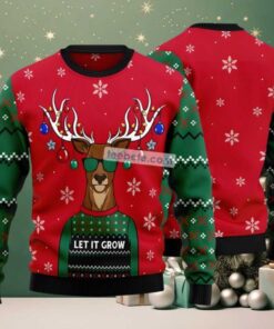 Let It Glow Cool Reindeer Face Ugly Christmas Sweater Red Holiday Let It Glow Cool Reindeer Face Ugly Christmas Sweater Red Holiday