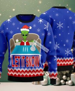 Let It Snow Alien Ufo Ugly Christmas Sweater Blue Family Let It Snow Alien Ufo Ugly Christmas Sweater Blue Family