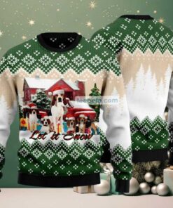 Let It Snow American Foxhound Ugly Christmas Sweater Green Let It Snow American Foxhound Ugly Christmas Sweater Green