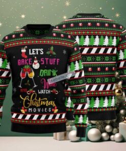 Lets Bake Stuff Wine Xmas Ugly Christmas Sweater