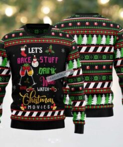 Lets Bake Stuff Wine Xmas Ugly Christmas Sweater
