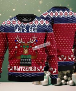 Lets Get Blitzened Slouchy Ugly Christmas Sweater Red Blue Ugliest Lets Get Blitzened Slouchy Ugly Christmas Sweater Red Blue Ugliest