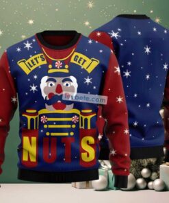 Lets Get Nuts Nutcracker Ugly Christmas Sweater Blue Red Ladies Lets Get Nuts Nutcracker Ugly Christmas Sweater Blue Red Ladies