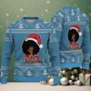 Black Grateful Dead Blue Van with Dancing Bear, Alien, and Sunflower Snowflake Pattern Vintage Ugly Christmas Sweater