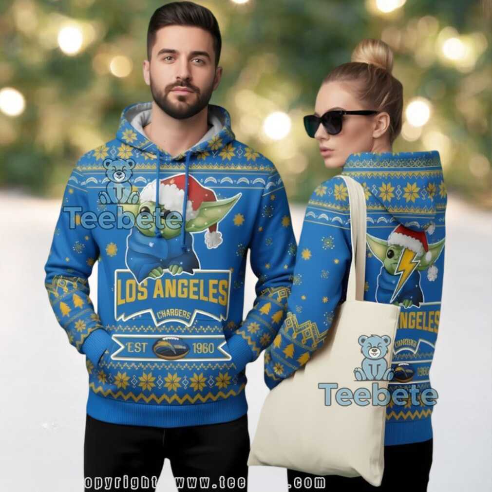 Los Angeles Chargers Baby Yoda Star Wars Ugly Christmas 3D Hoodie Los Angeles Chargers Baby Yoda Star Wars Ugly Christmas 3D Hoodie