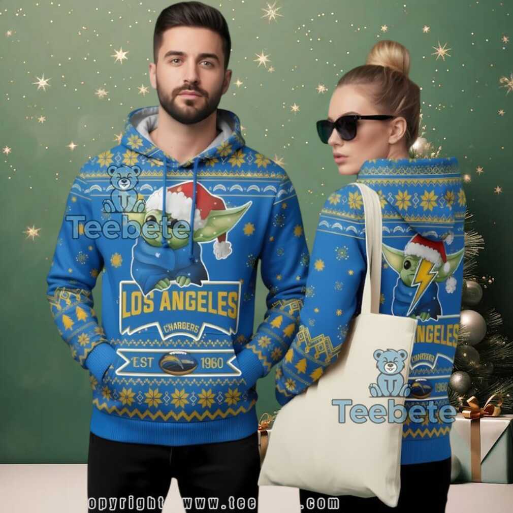 Los Angeles Chargers Baby Yoda Star Wars Ugly Christmas 3D Hoodie Los Angeles Chargers Baby Yoda Star Wars Ugly Christmas 3D Hoodie