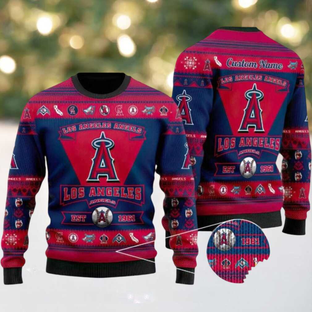 Los Angeles Dodgers Football Team Logo Custom MLB Ugly Christmas Sweater Los Angeles Dodgers Football Team Logo Custom MLB Ugly Christmas Sweater