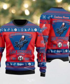 Los Angeles Dodgers Logo Custom Name For Football Fans MLB Ugly Christmas Sweater