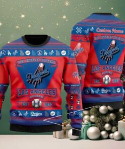 Los Angeles Dodgers Logo Custom Name For Football Fans MLB Ugly Christmas Sweater