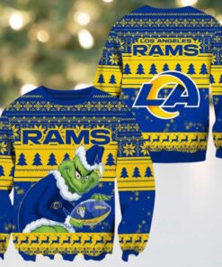 Los Angeles Rams Football x Grinch NFL 2025 Knitted Ugly Christmas Sweater