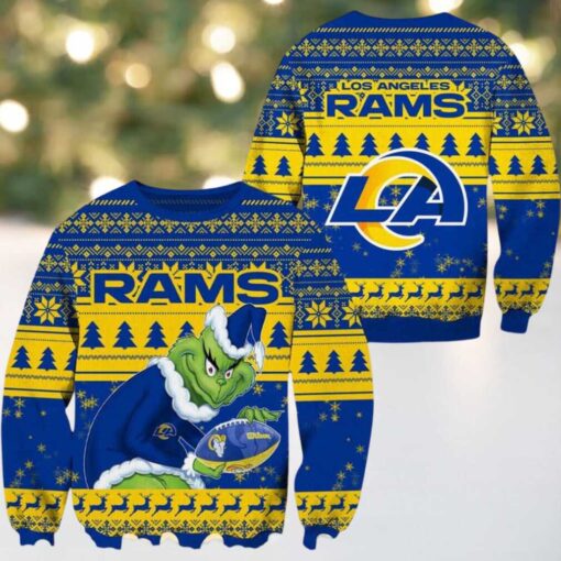 Los Angeles Rams Football x Grinch NFL 2025 Knitted Ugly Christmas Sweater