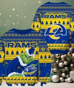 Los Angeles Rams Football x Grinch NFL 2025 Knitted Ugly Christmas Sweater