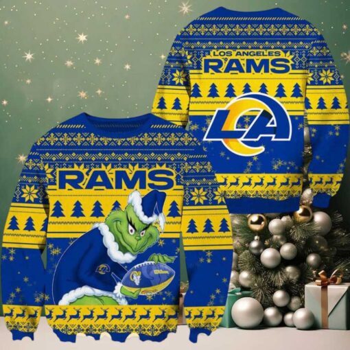 Los Angeles Rams Football x Grinch NFL 2025 Knitted Ugly Christmas Sweater