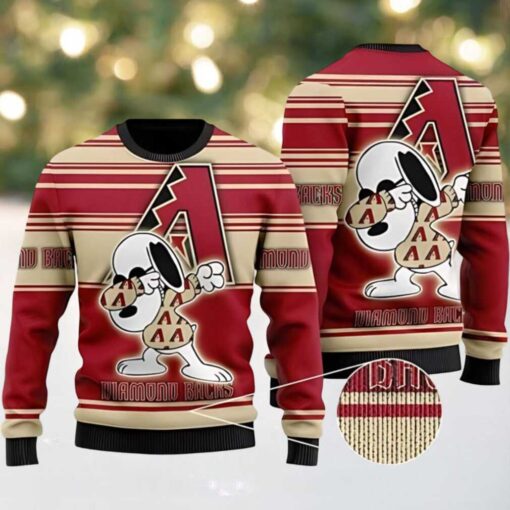 MLB Arizona Diamondbacks Snoopy Dab Retro Ugly Christmas Sweater