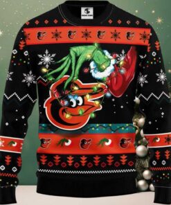 MLB Baltimore Orioles Grinch Hand Ugly Christmas Sweater