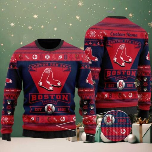 MLB Boston Red Sox Baby Yoda Baseball Ugly Christmas Sweater