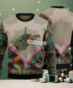 Mandala West Virginia Pattern Ugly Christmas Sweater Grey Friends Mandala West Virginia Pattern Ugly Christmas Sweater Grey Friends