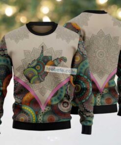 Mandala West Virginia Pattern Ugly Christmas Sweater Grey Friends