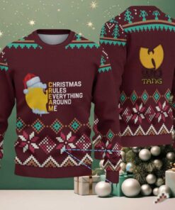 Maroon Geometric Knit “Wu Tang Clan C.R.E.A.M Christmas Edition” Ugly Christmas Sweater