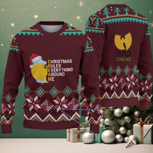 Maroon Geometric Knit “Wu Tang Clan C.R.E.A.M Christmas Edition” Ugly Christmas Sweater