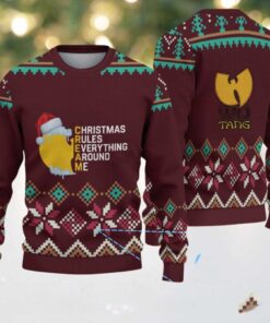 Maroon Geometric Knit “Wu Tang Clan C.R.E.A.M Christmas Edition” Ugly Christmas Sweater