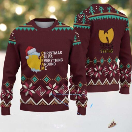 Maroon Geometric Knit “Wu Tang Clan C.R.E.A.M Christmas Edition” Ugly Christmas Sweater