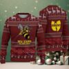 Beige & Burgundy Snowflake Pattern “Stacked Christmas Gifts” Coors Light Ugly Christmas Sweater