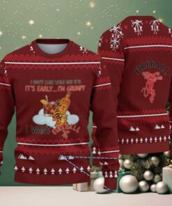 Maroon Snowflake Pattern “Grumpy Tiger & Fireball Cinnamon Whisky” Ugly Christmas Sweater