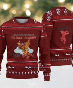 Maroon Snowflake Pattern “Grumpy Tiger & Fireball Cinnamon Whisky” Ugly Christmas Sweater