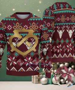 Maroon Ugly Christmas Sweater with Reindeer and Snowflake Pattern Featuring Chivas Logo