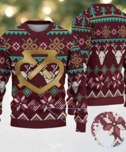 Maroon Ugly Christmas Sweater with Reindeer and Snowflake Pattern Featuring Chivas Logo
