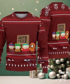 Maroon & White South Park Main Characters with Snowflake Tree Pattern – Vintage Ugly Christmas Sweater Maroon & White South Park Main Characters with Snowflake Tree Pattern – Vintage Ugly Christmas Sweater