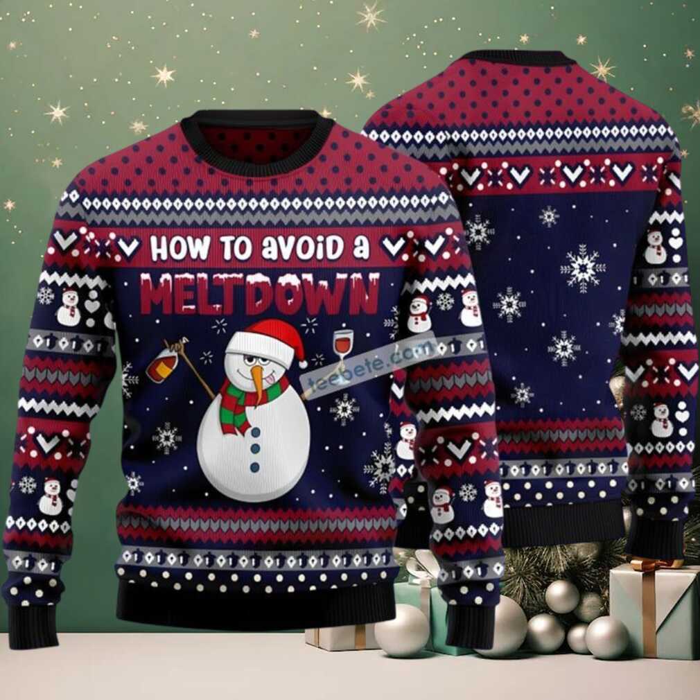 Meltdown Snowman Wine Ugly Christmas Sweater Blue Friends Meltdown Snowman Wine Ugly Christmas Sweater Blue Friends