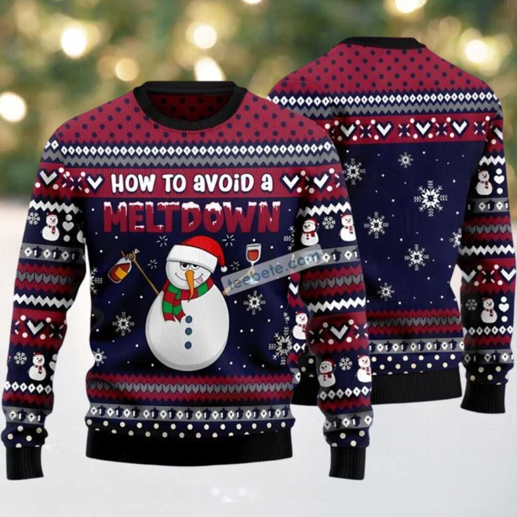 Meltdown Snowman Wine Ugly Christmas Sweater Blue Friends Meltdown Snowman Wine Ugly Christmas Sweater Blue Friends