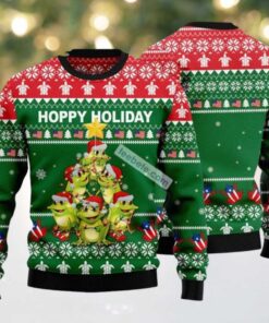 Meme Green Frog Xmas Tree Ugly Christmas Sweater Ladies