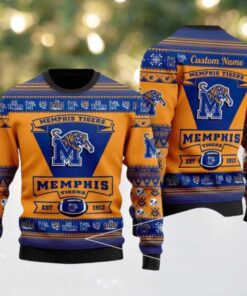 Memphis Tigers Logo Custom Name For Football Fans NCAA Ugly Christmas Sweater