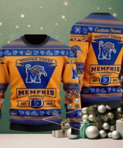 Memphis Tigers Logo Custom Name For Football Fans NCAA Ugly Christmas Sweater