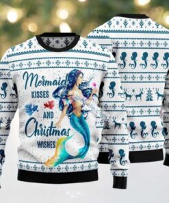 Mermaid Kisses And Christmas Wishes Ugly Sweater Mermaid Family