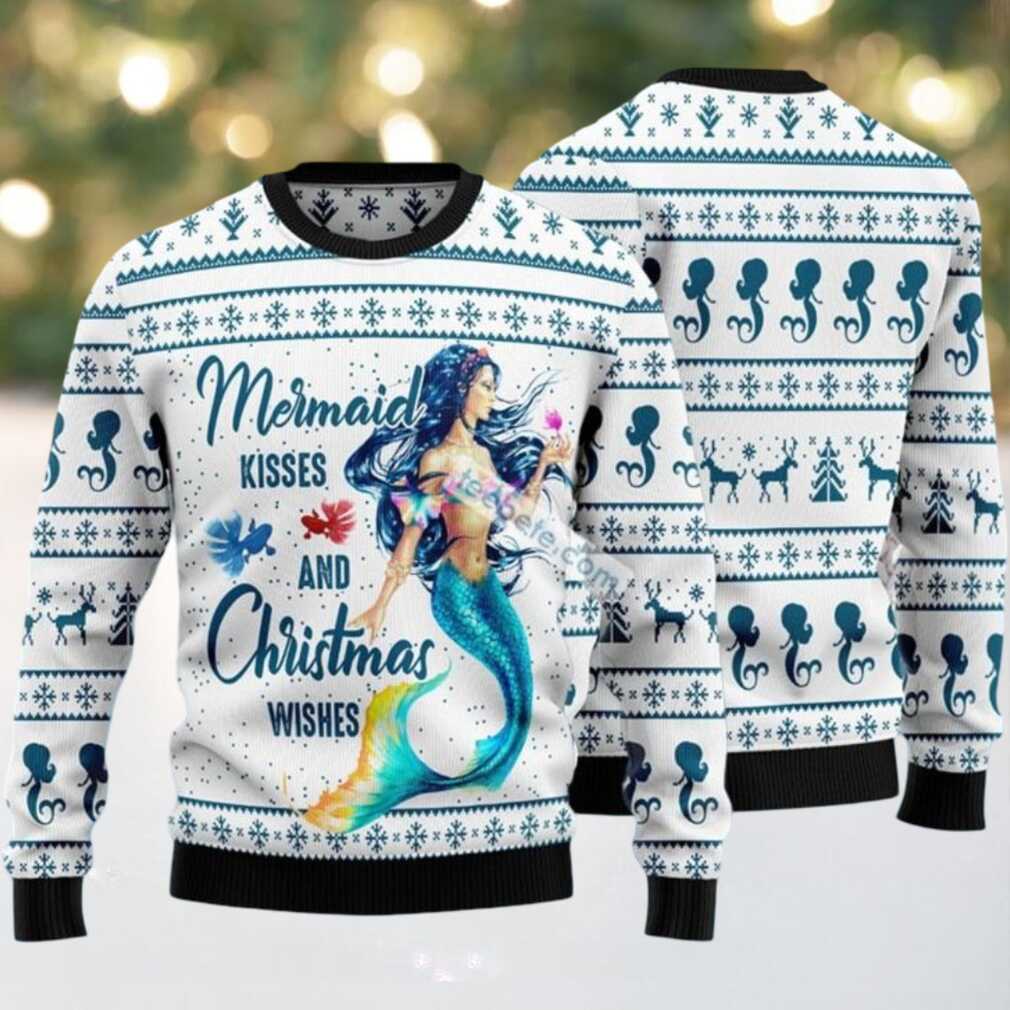 Mermaid Kisses And Christmas Wishes Ugly Sweater Mermaid Family Mermaid Kisses And Christmas Wishes Ugly Sweater Mermaid Family