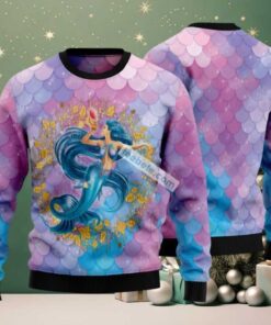 Mermaid Purple Blue Ugly Christmas Sweater Cute Mermaid Purple Blue Ugly Christmas Sweater Cute