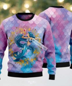 Mermaid Purple Blue Ugly Christmas Sweater Cute