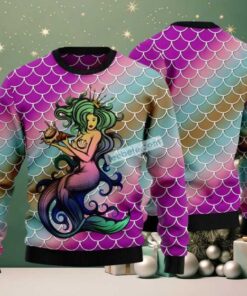 Mermaid Ugly Christmas Sweater Light Purple Best Mermaid Ugly Christmas Sweater Light Purple Best