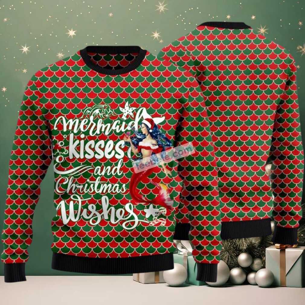 Mermaid Ugly Christmas Sweater Red Green Matching Mermaid Ugly Christmas Sweater Red Green Matching