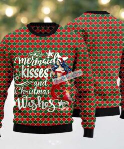 Mermaid Ugly Christmas Sweater Red Green Matching