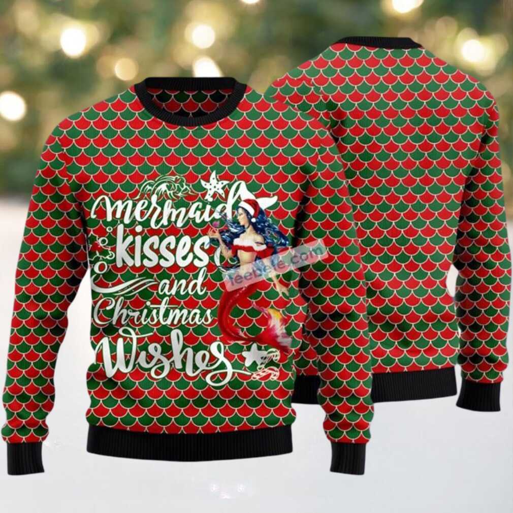 Mermaid Ugly Christmas Sweater Red Green Matching Mermaid Ugly Christmas Sweater Red Green Matching