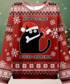Merry Cat mas I Found This Humer Ugly Christmas Sweater Red Merry Cat mas I Found This Humer Ugly Christmas Sweater Red