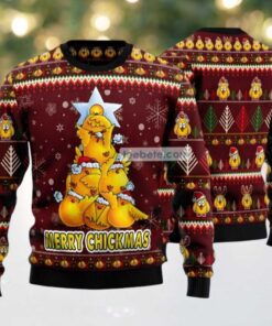Merry Chickmas Duck Tree Ugly Christmas Sweater Red Vacation