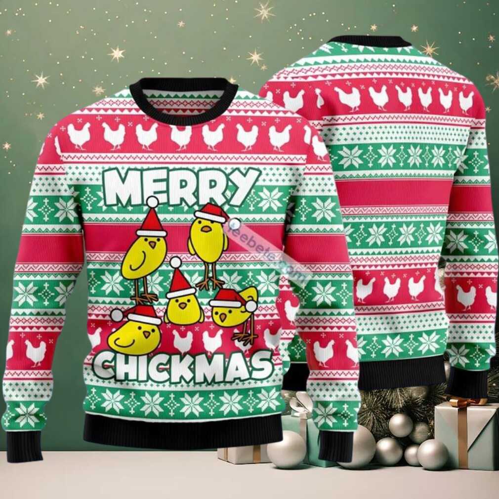 Merry Chickmas Ugly Christmas Sweater Green Red Best Merry Chickmas Ugly Christmas Sweater Green Red Best